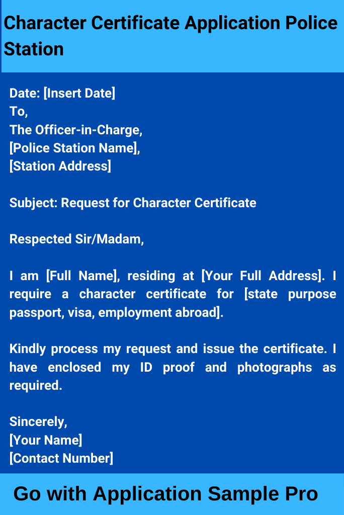 Character Certificate Application Police Station
