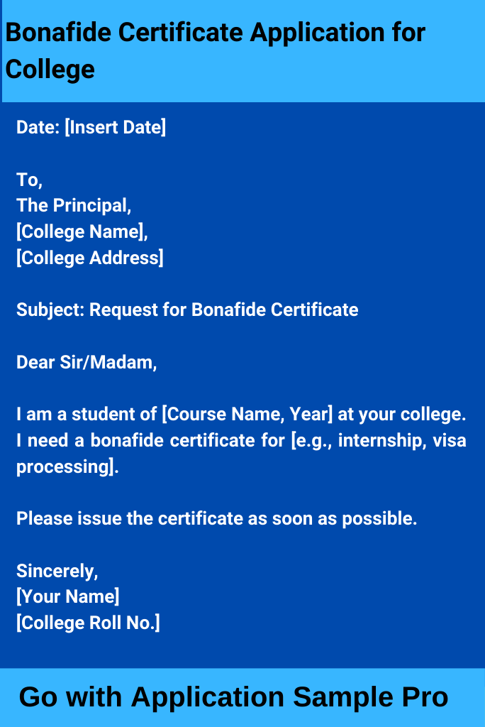 Bonafide Certificate Application for College