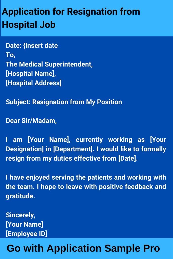 Application for Resignation from Hospital Job