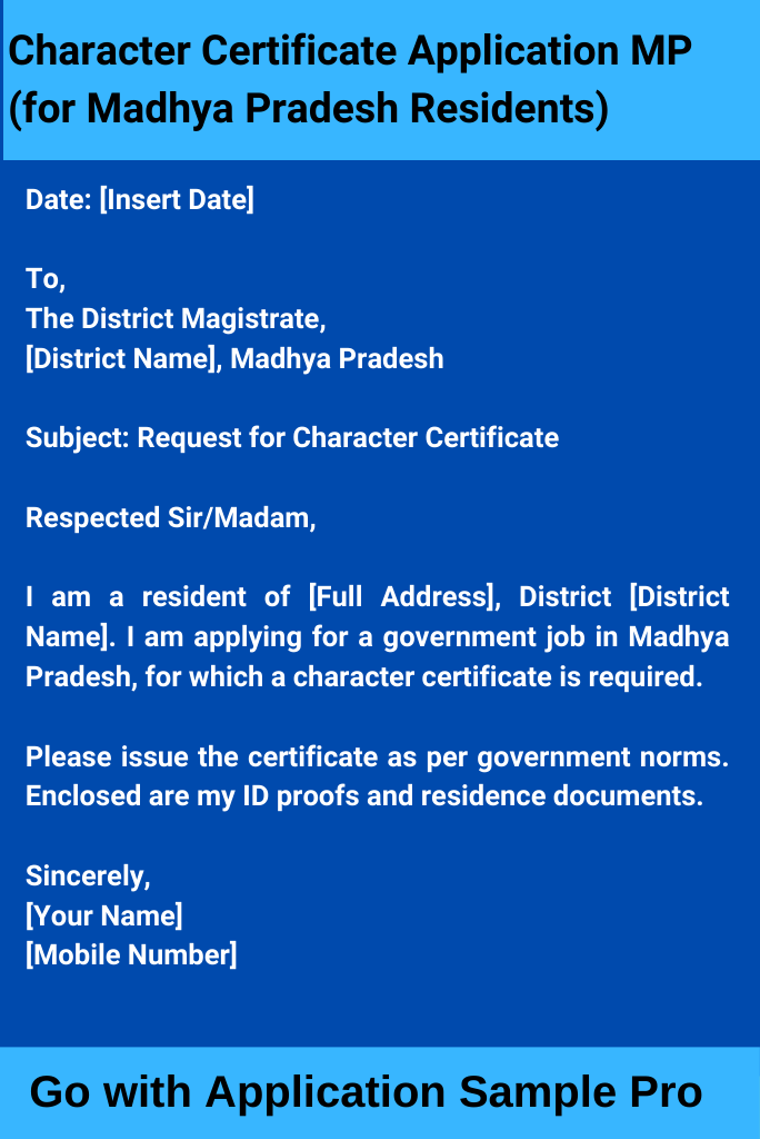 Character Certificate Application MP (for Madhya Pradesh Residents)