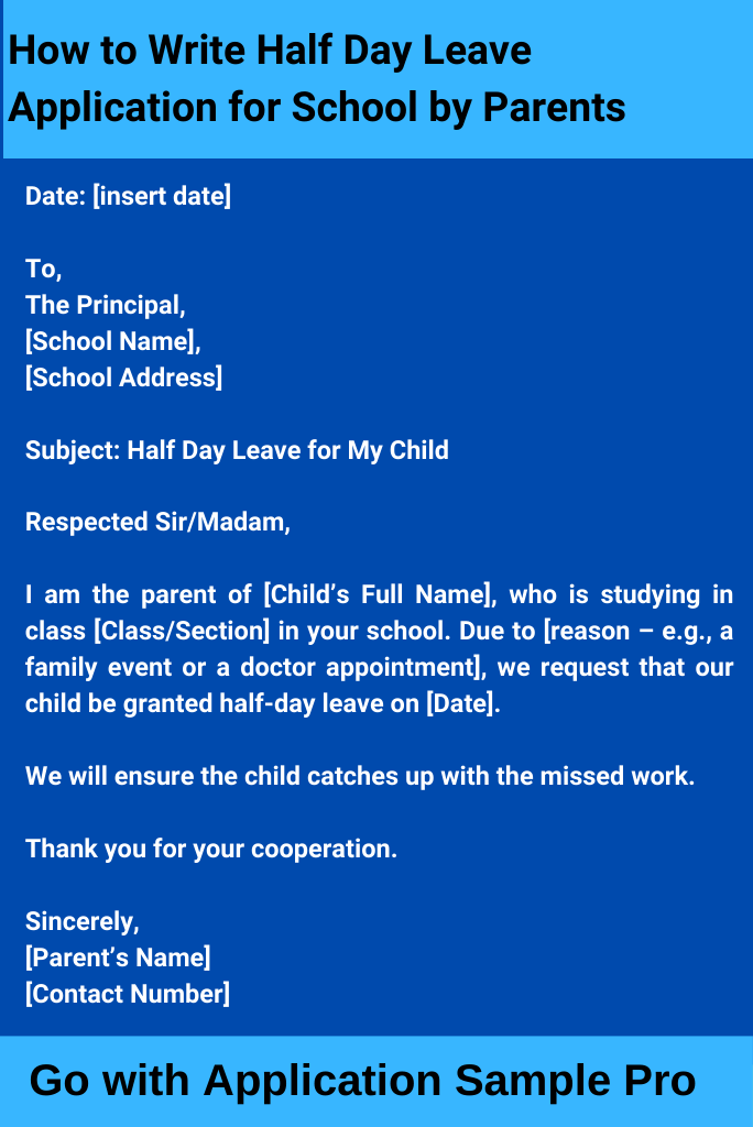 How to Write Half Day Leave Application for School by Parents