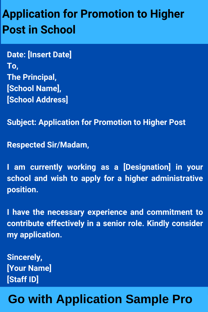 Application for Promotion to Higher Post in School