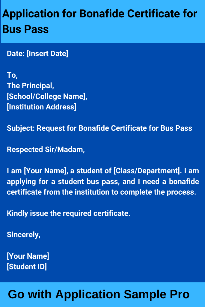 Application for Bonafide Certificate for Bus Pass