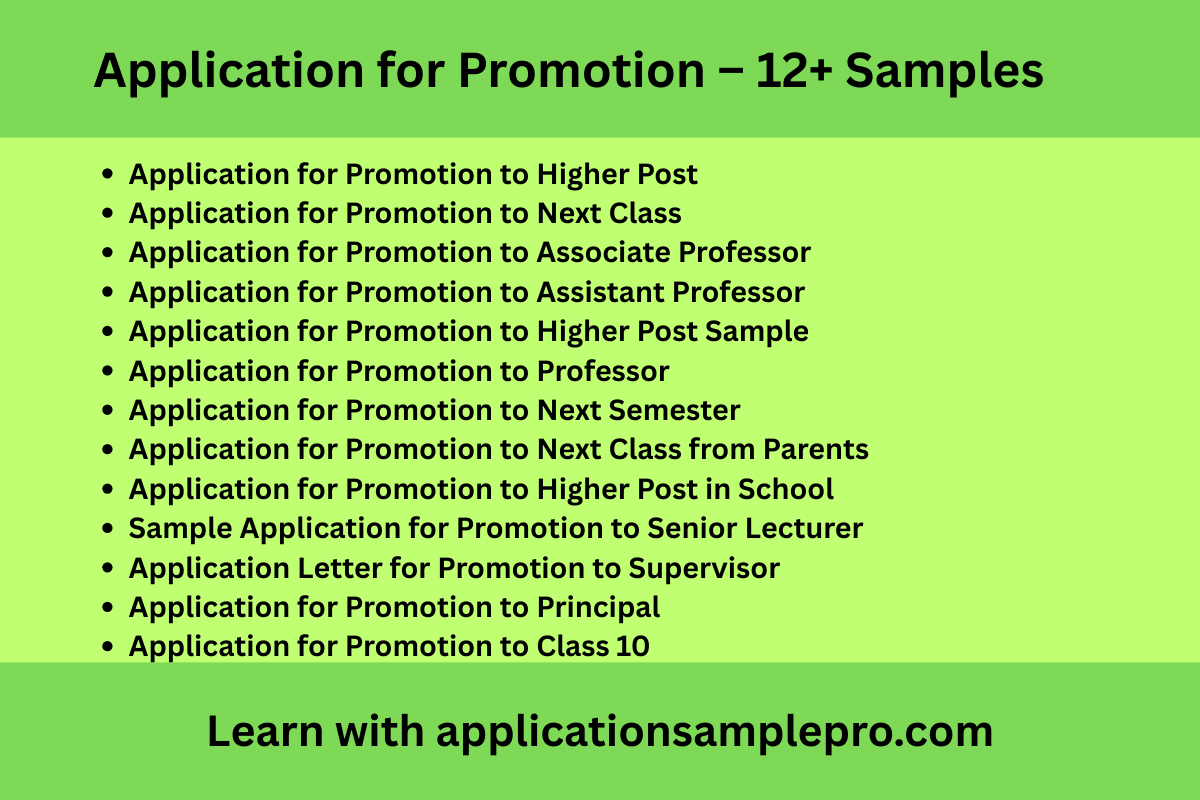 Application for Promotion – 12+ Samples