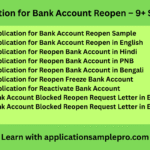 Application for Bank Account Reopen – 9+ Samples