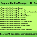 Leave Request Mail to Manager – 12+ Samples