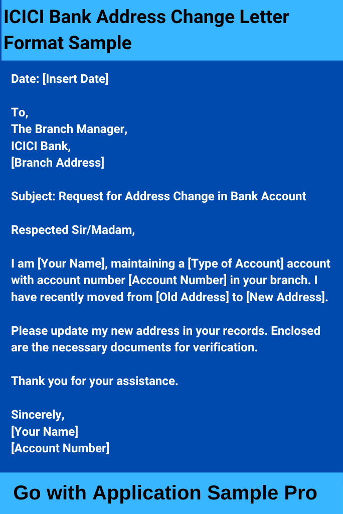 ICICI Bank Address Change Letter Format Sample
