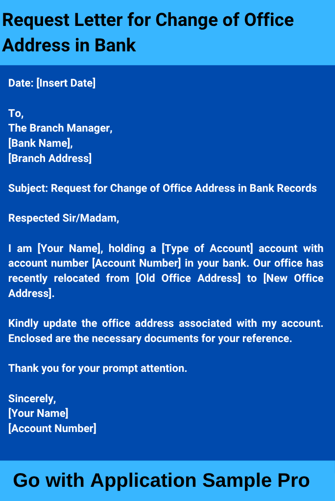 Request Letter for Change of Office Address in Bank