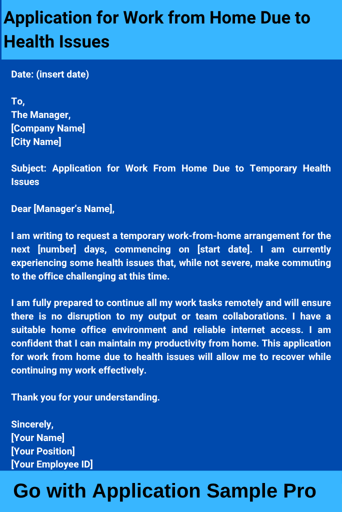 Application for Work from Home Due to Health Issues