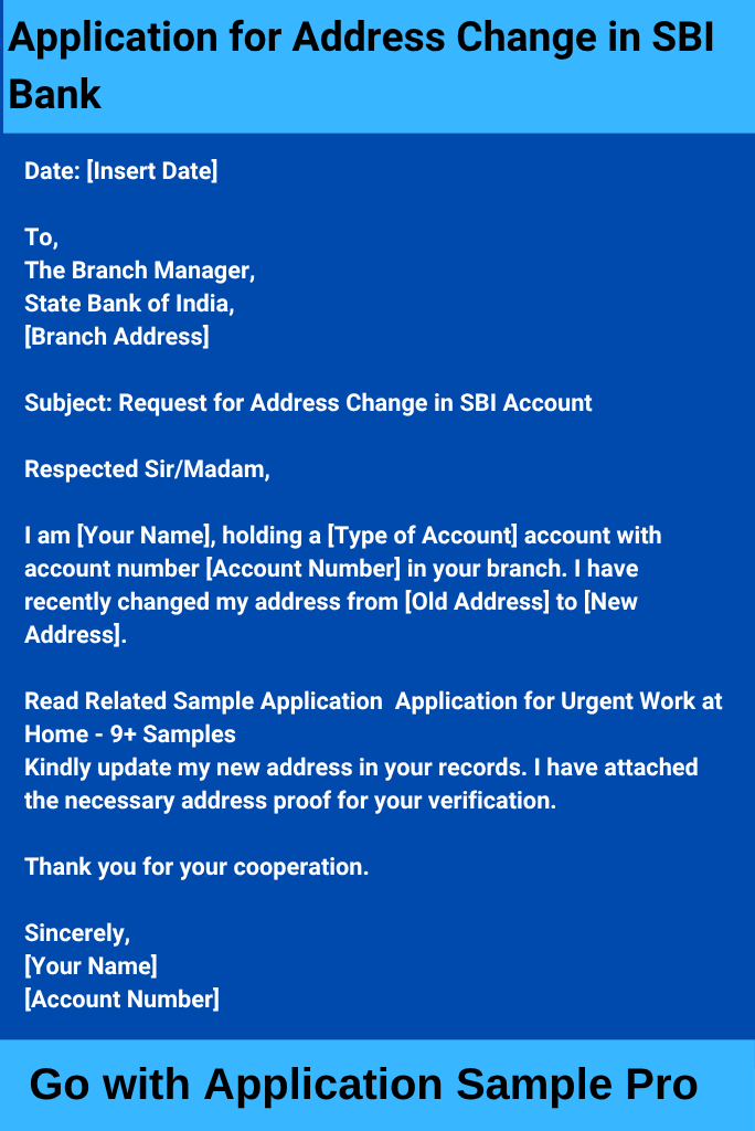 Application for Address Change in SBI Bank