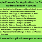 11+ Sample Formats For Application for Change of Address in Bank Account