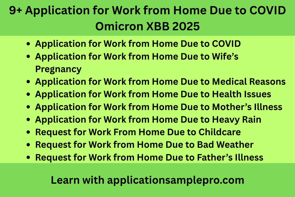 9+ Application for Work from Home Due to COVID Omicron XBB 2025