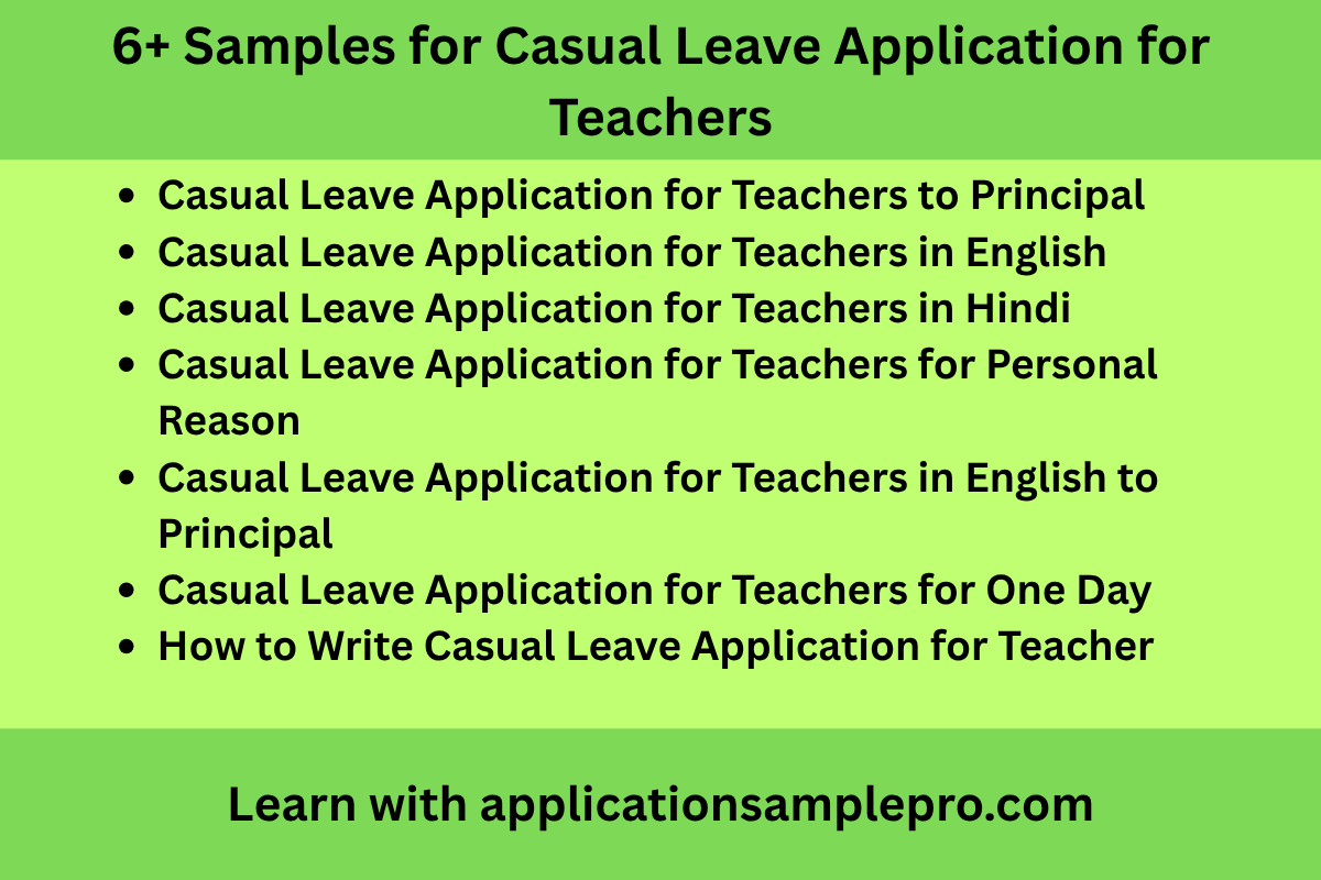 6+ Samples for Casual Leave Application for Teachers