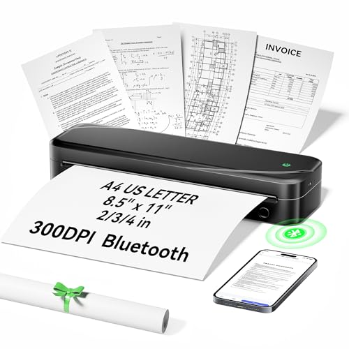 Portable Printers Wireless for Travel, Thermal Inkless Printer Support 8.5